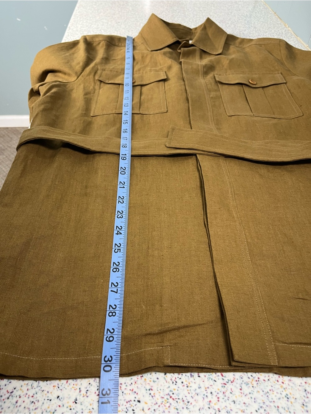 Giuliva Heritage John Linen Jacket Belted Safari Shirt Tobacco IT 48 Men’s M - Picture 7 of 7